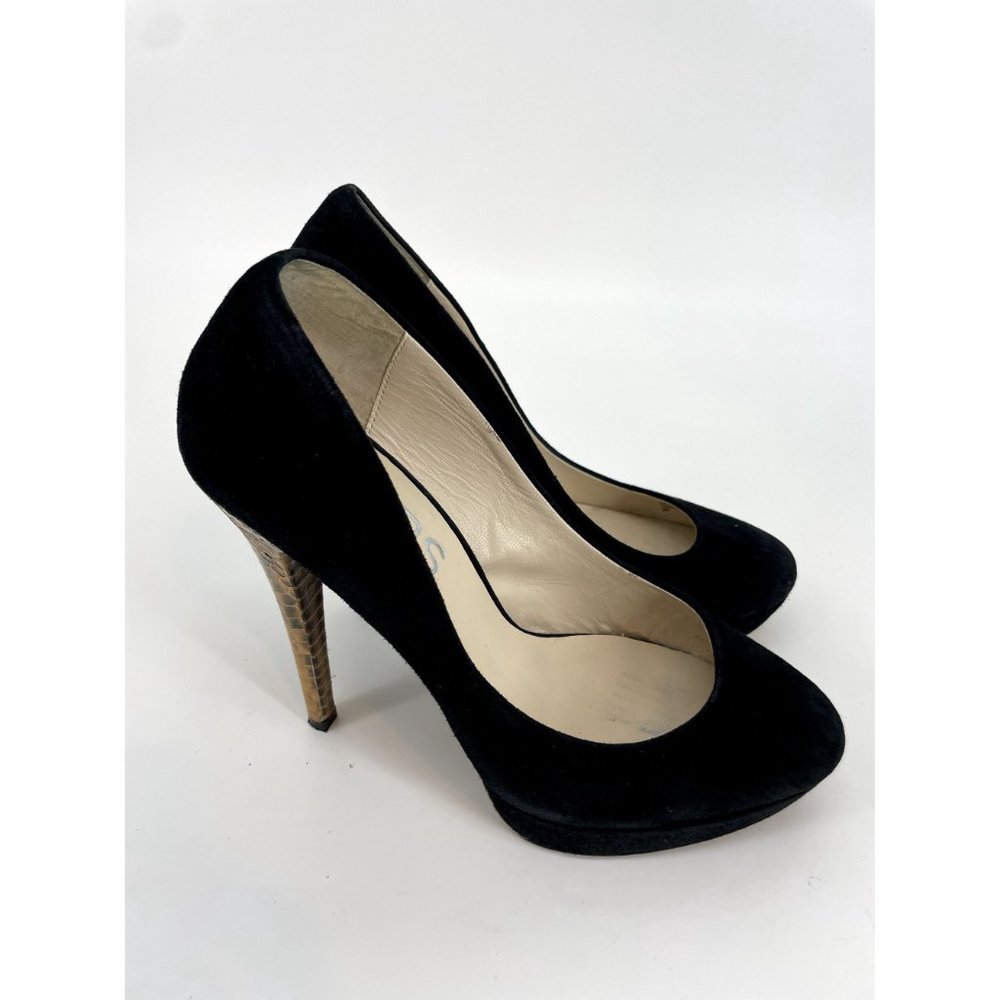 Michael Kors Cyprien Black Suede Platform Pump with Python Size 8M
